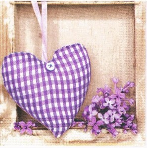 Serwetka decoupage 33x33 cm - serce, kwiaty