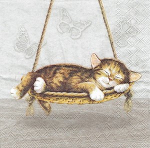 Serwetka decoupage 33x33 cm - śpiący kot, kotek