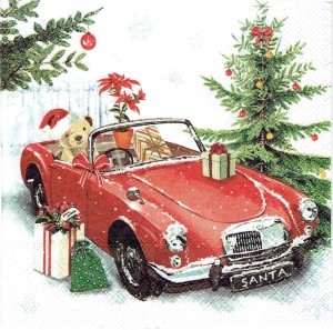 Serwetka decoupage 33x33 cm - miś, auto, choinka