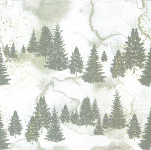 Serwetka decoupage 33x33 cm - choinki, drzewa, las, zima