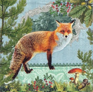 Serwetka decoupage 33x33 cm - zwierzęta, lis, zając