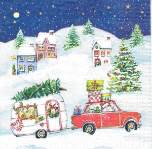 Serwetka decoupage 33x33 cm - widok, zima, święta