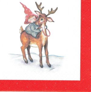 Serwetka decoupage 33x33 cm - krasnal i jelonek