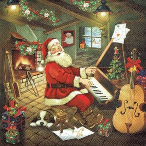 Serwetka decoupage 33x33 cm - Mikołaj i pianino