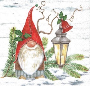 Serwetka decoupage 33x33 cm - krasnal i lampion