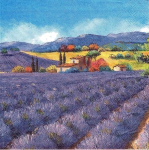 Serwetka decoupage 33x33 cm - lawenda, lawendowe pole