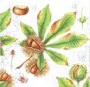 Serwetka decoupage 33x33 cm - liście, kasztany