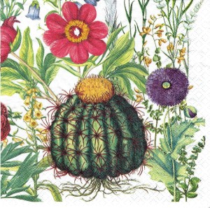 Serwetka decoupage 33x33 cm - kwiaty, kaktus
