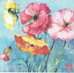 Serwetka decoupage 33x33 cm - kwiaty, maki