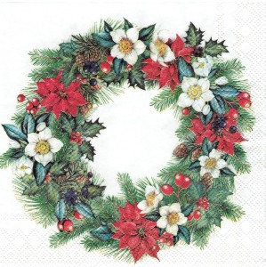 Serwetka decoupage mała 25x25cm - wianek, wieniec