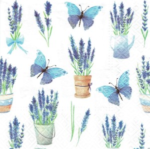 Serwetka decoupage 33x33 cm - lawenda, motyle