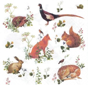 Serwetka decoupage 33x33 cm - zwierzęta leśne