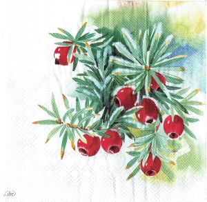 Serwetka decoupage 33x33 cm - jemioła i cis