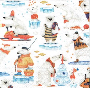 Serwetka decoupage 33x33 cm - niedźwiedzie polarne