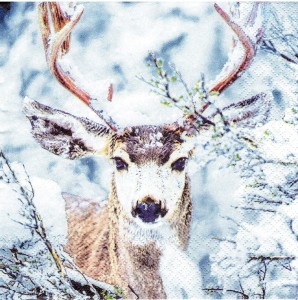 Serwetka decoupage 33x33 cm - jeleń, zima