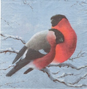 Serwetka decoupage 33x33 cm - ptaki, ptaszki, gile, zima