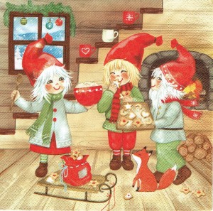 Serwetka decoupage 33x33 cm - Krasnale, święta 