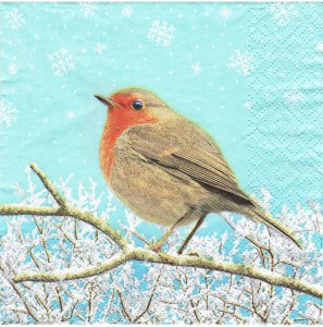 Serwetka decoupage 33x33 cm - Ptak, ptaszek, zima