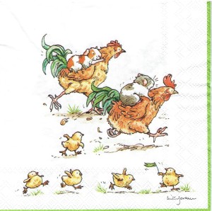 Serwetka decoupage 33x33 cm - kury, chomiki