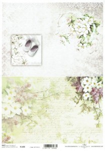 Papier ryżowy A4 ITD do decoupage - kwiaty, buciki