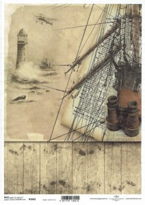 Papier ryżowy A4 ITD do decoupage - latarnia, morze, deski
