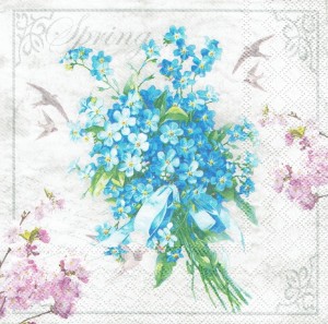 Serwetka decoupage 33x33 cm - kwiaty, niezapominajki