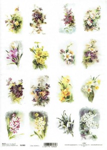 Papier ryżowy A4 ITD do decoupage - kwiaty, kwiatki