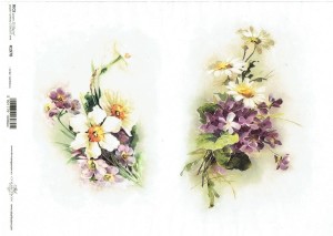 Papier ryżowy A4 ITD do decoupage - kwiaty, stokrotki, fiołki