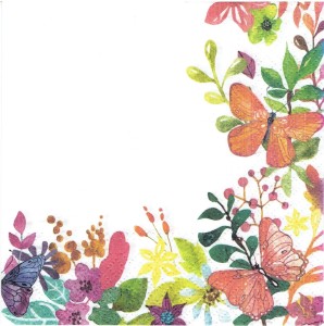 Serwetka decoupage 33x33 cm - motyle i kwiaty