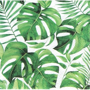 Serwetka decoupage 33x33 cm - liście tropikalne, Monstera