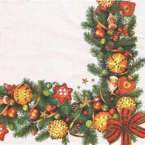 Serwetka decoupage 33x33 cm - bombki, gwiazdki, stroik