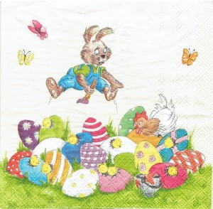 Serwetka decoupage 33x33 cm - zając, pisanki