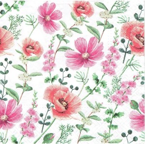 Serwetka decoupage 33x33 cm - kwiaty, maki, kosmosy