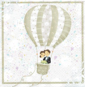 Serwetka decoupage 33x33 cm - para młoda, balon