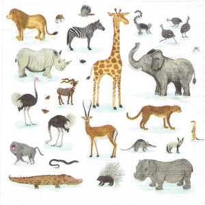 Serwetka decoupage 33x33 cm - zwierzęta, ptaki,  zoo