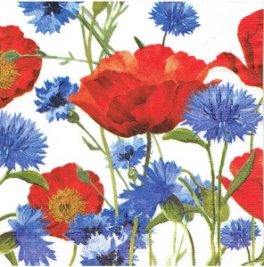 Serwetka decoupage 33x33 cm - kwiaty, maki, chabry