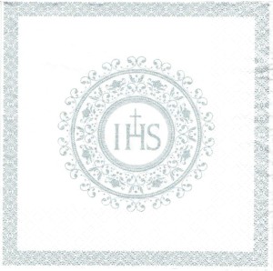 Serwetka decoupage 33x33 cm - hostia, komunia, ramka