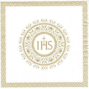 Serwetka decoupage 33x33 cm - hostia, komunia, ramka 