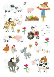 Naklejki, stickersy 3 arkusze - zwierzęta, farma