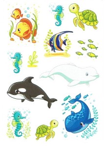 Naklejki, stickersy 3 arkusze - ryby