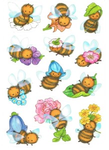 Naklejki, stickersy 3 arkusze - pszczoły