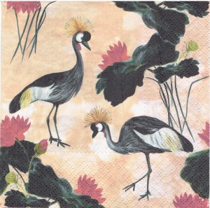Serwetka decoupage 33x33 cm - ptaki, żurawie
