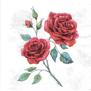 Serwetka decoupage mała 25x25cm - kwiaty, róże, róża