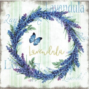 Serwetka decoupage 33x33 cm - lawenda, kwiaty, wianek