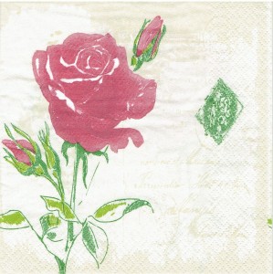 Serwetka decoupage 33x33 cm - kwiaty, róże, róża, napisy, vintage