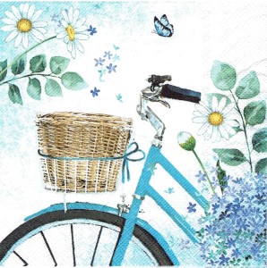 Serwetka decoupage 33x33 cm - rower i kwiaty