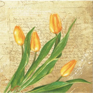 Serwetka decoupage 33x33 cm - kwiaty, tulipany, napisy