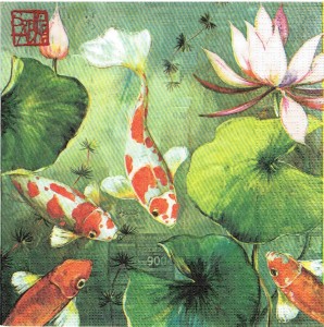 Serwetka decoupage 33x33 cm - ryby, rybki, staw