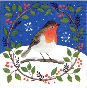 Serwetka decoupage 33x33 cm - ptak, ptaszek, zima