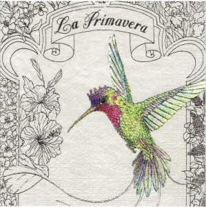 Serwetka decoupage 33x33 cm - ptak, koliber